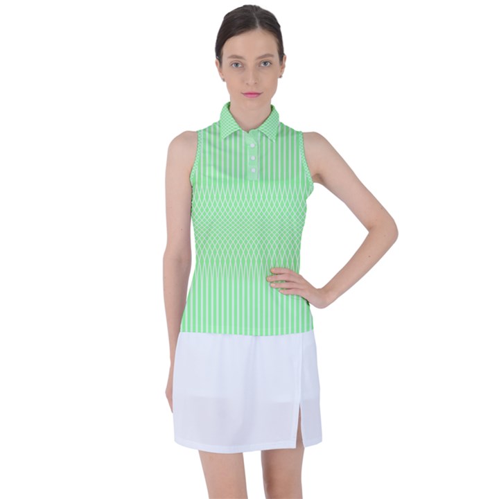 Mint Green White Stripes Women s Sleeveless Polo Tee