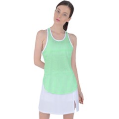 Mint Green White Stripes Racer Back Mesh Tank Top by SpinnyChairDesigns