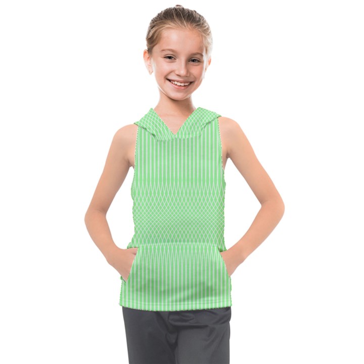 Mint Green White Stripes Kids  Sleeveless Hoodie