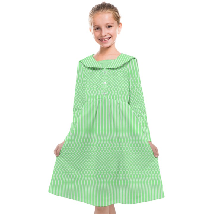 Mint Green White Stripes Kids  Midi Sailor Dress