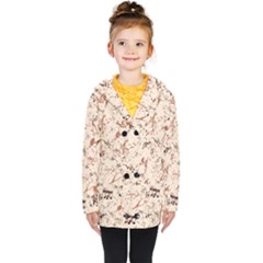 Music Notes Pattern Cinnamon Color Kids  Double Breasted Button Coat