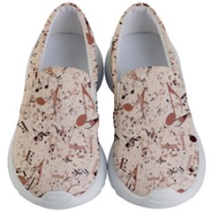 Music Notes Pattern Cinnamon Color Kids Lightweight Slip Ons by SpinnyChairDesigns