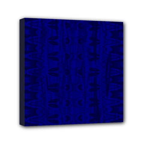 Cobalt Blue Color Batik Mini Canvas 6  X 6  (stretched) by SpinnyChairDesigns