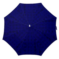 Cobalt Blue Color Batik Straight Umbrellas by SpinnyChairDesigns