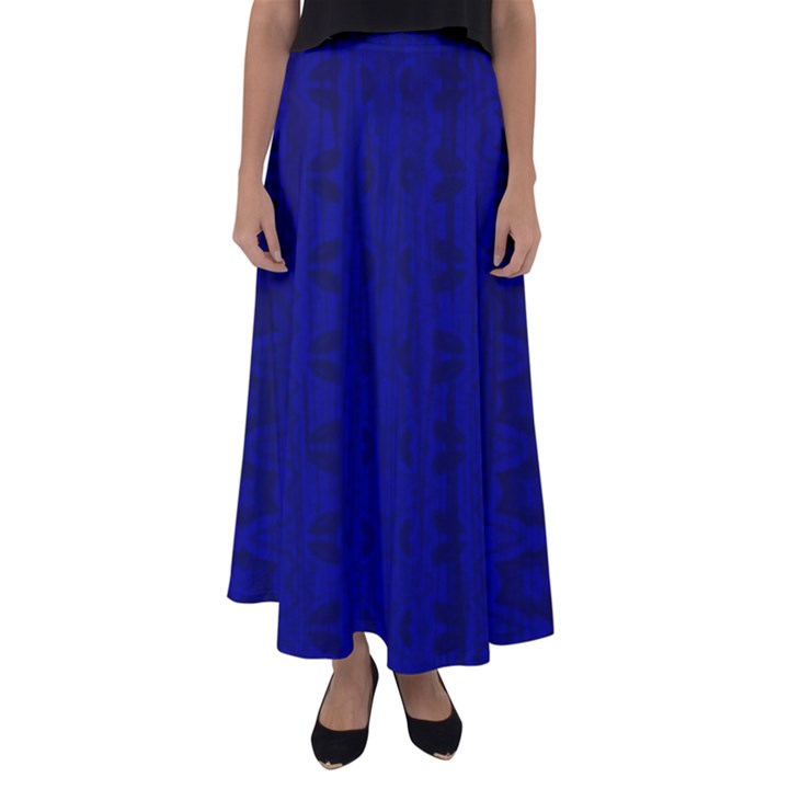 Cobalt Blue Color Batik Flared Maxi Skirt