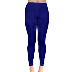 Cobalt Blue Color Batik Inside Out Leggings by SpinnyChairDesigns