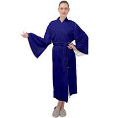 Cobalt Blue Color Batik Maxi Velour Kimono by SpinnyChairDesigns