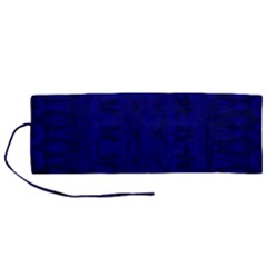 Cobalt Blue Color Batik Roll Up Canvas Pencil Holder (m) by SpinnyChairDesigns