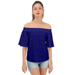 Cobalt Blue Color Batik Off Shoulder Short Sleeve Top by SpinnyChairDesigns