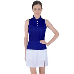 Cobalt Blue Color Batik Women s Sleeveless Polo Tee by SpinnyChairDesigns