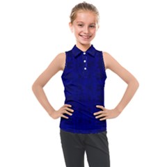 Cobalt Blue Color Batik Kids  Sleeveless Polo Tee