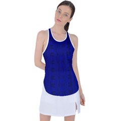 Cobalt Blue Color Batik Racer Back Mesh Tank Top by SpinnyChairDesigns