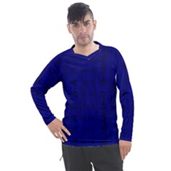 Cobalt Blue Color Batik Men s Pique Long Sleeve Tee