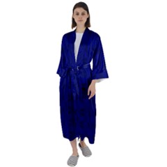 Cobalt Blue Color Batik Maxi Satin Kimono