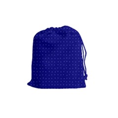 Navy Blue Color Polka Dots Drawstring Pouch (medium) by SpinnyChairDesigns