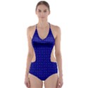 Navy Blue Color Polka Dots Cut-Out One Piece Swimsuit View1