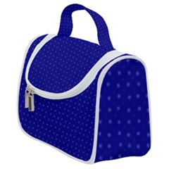 Navy Blue Color Polka Dots Satchel Handbag by SpinnyChairDesigns