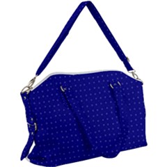 Navy Blue Color Polka Dots Canvas Crossbody Bag by SpinnyChairDesigns