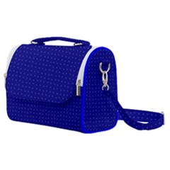 Navy Blue Color Polka Dots Satchel Shoulder Bag by SpinnyChairDesigns