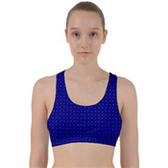 Navy Blue Color Polka Dots Back Weave Sports Bra by SpinnyChairDesigns