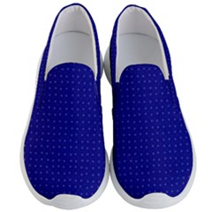 Navy Blue Color Polka Dots Men s Lightweight Slip Ons by SpinnyChairDesigns