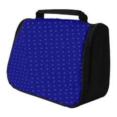 Navy Blue Color Polka Dots Full Print Travel Pouch (small) by SpinnyChairDesigns