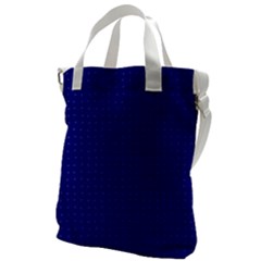 Navy Blue Color Polka Dots Canvas Messenger Bag by SpinnyChairDesigns