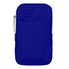 Navy Blue Color Polka Dots Waist Pouch (small) by SpinnyChairDesigns