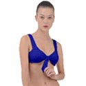 Navy Blue Color Polka Dots Front Tie Bikini Top View1