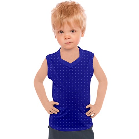 Navy Blue Color Polka Dots Kids  Sport Tank Top by SpinnyChairDesigns