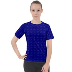 Navy Blue Color Polka Dots Women s Sport Raglan Tee