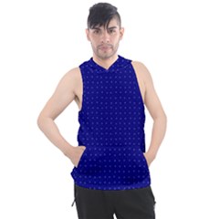 Navy Blue Color Polka Dots Men s Sleeveless Hoodie by SpinnyChairDesigns