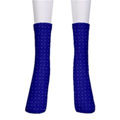 Navy Blue Color Polka Dots Men s Crew Socks by SpinnyChairDesigns