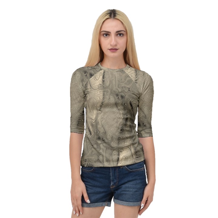 Abstract Tan Beige Texture Quarter Sleeve Raglan Tee