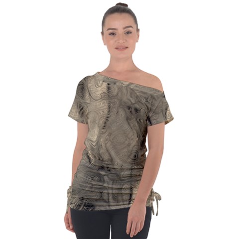 Abstract Tan Beige Texture Tie-up Tee by SpinnyChairDesigns