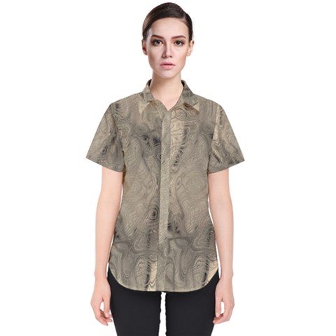 Abstract Tan Beige Texture Women s Short Sleeve Shirt by SpinnyChairDesigns