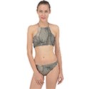 Abstract Tan Beige Texture Racer Front Bikini Set View1