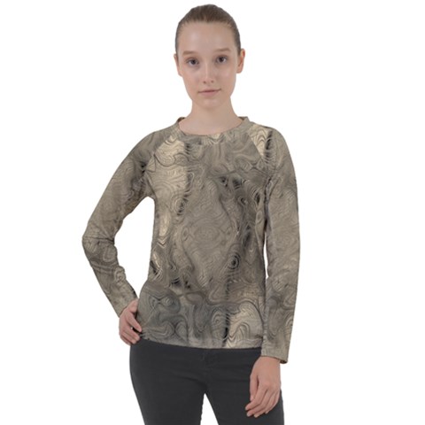 Abstract Tan Beige Texture Women s Long Sleeve Raglan Tee by SpinnyChairDesigns