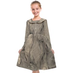 Abstract Tan Beige Texture Kids  Midi Sailor Dress