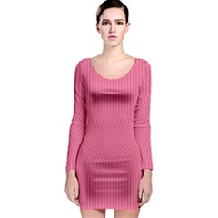 Blush Pink Color Stripes Long Sleeve Bodycon Dress by SpinnyChairDesigns