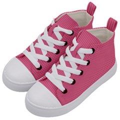 Blush Pink Color Stripes Kids  Mid-top Canvas Sneakers by SpinnyChairDesigns