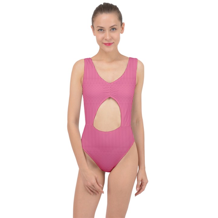 Blush Pink Color Stripes Center Cut Out Swimsuit