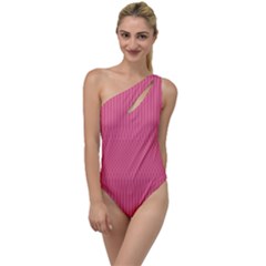 Blush Pink Color Stripes To One Side Swimsuit by SpinnyChairDesigns