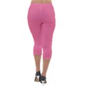 Blush Pink Color Stripes Lightweight Velour Capri Leggings  View2