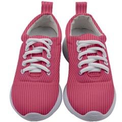 Blush Pink Color Stripes Kids Athletic Shoes by SpinnyChairDesigns