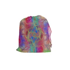 Boho Tie Dye Rainbow Drawstring Pouch (medium) by SpinnyChairDesigns