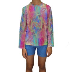 Boho Tie Dye Rainbow Kids  Long Sleeve Swimwear by SpinnyChairDesigns