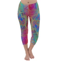 Boho Tie Dye Rainbow Capri Winter Leggings  by SpinnyChairDesigns