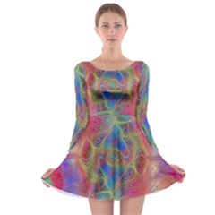 Boho Tie Dye Rainbow Long Sleeve Skater Dress by SpinnyChairDesigns