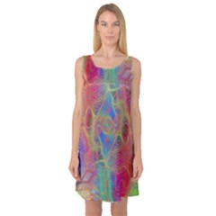 Boho Tie Dye Rainbow Sleeveless Satin Nightdress by SpinnyChairDesigns